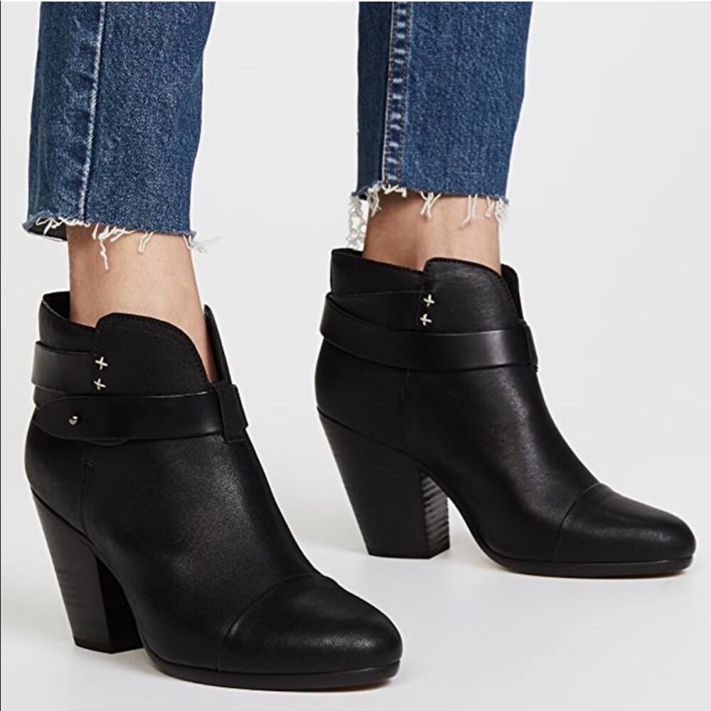 Rag & Bone Harrow Black Leather‎ Ankle Boots Sz 40